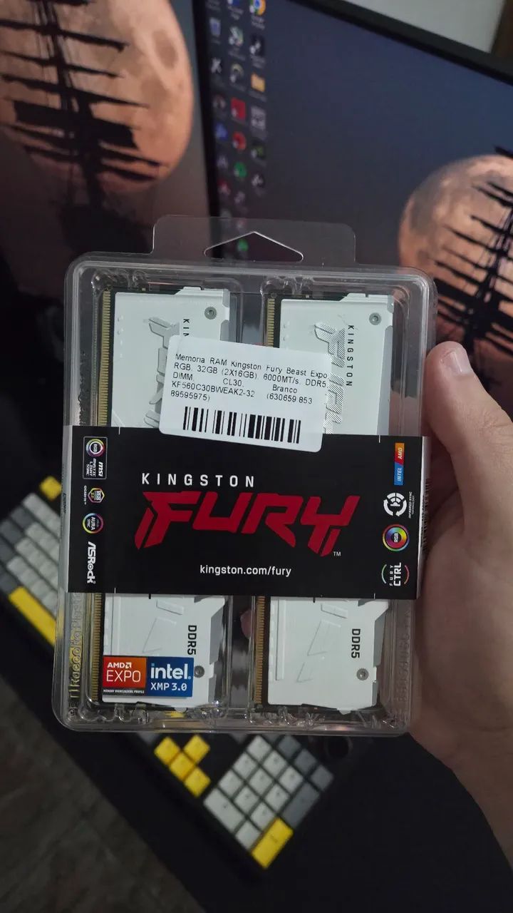 (Lacrada) Memória DDR5 2x16 GB RGB 6000 MT/s CL30 Kingston Expo Branca Ram (2x16GB) - Foto 5