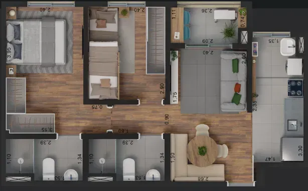 PLANTA 52m²
