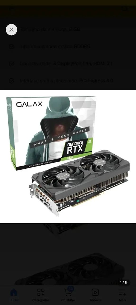 Placa de vídeo de 8GB