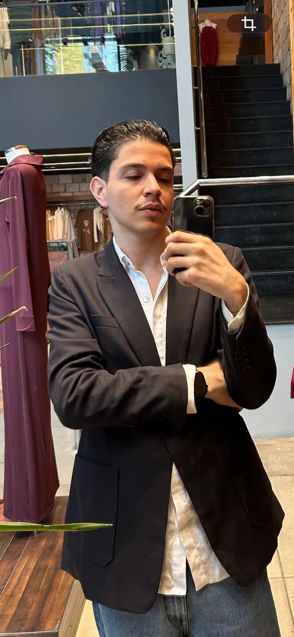 Blazer Animale Preto de Crepe - Foto 3