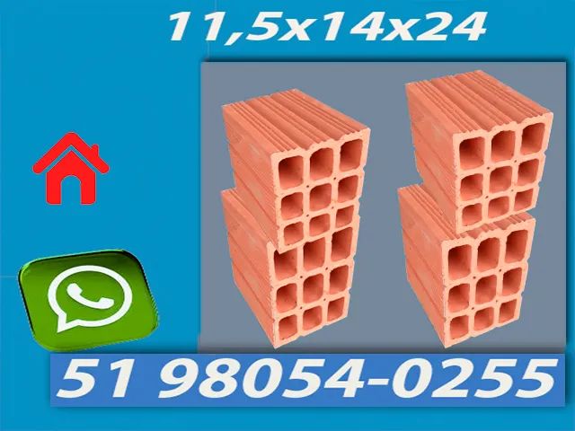 Tijolos  9Furos 11,5x14x24 . Porto Alegre Arredores e Litoral . Entrega Grátis.