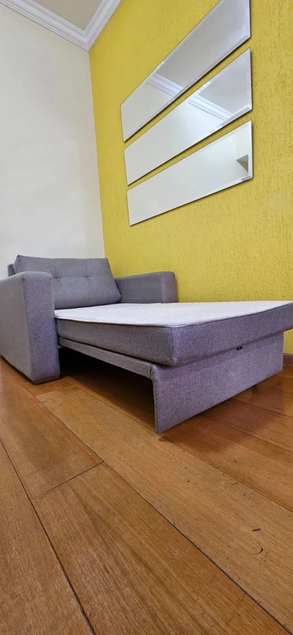Sofá-Cama de Solteiro Cinza Grafite novíssimo - Foto 4