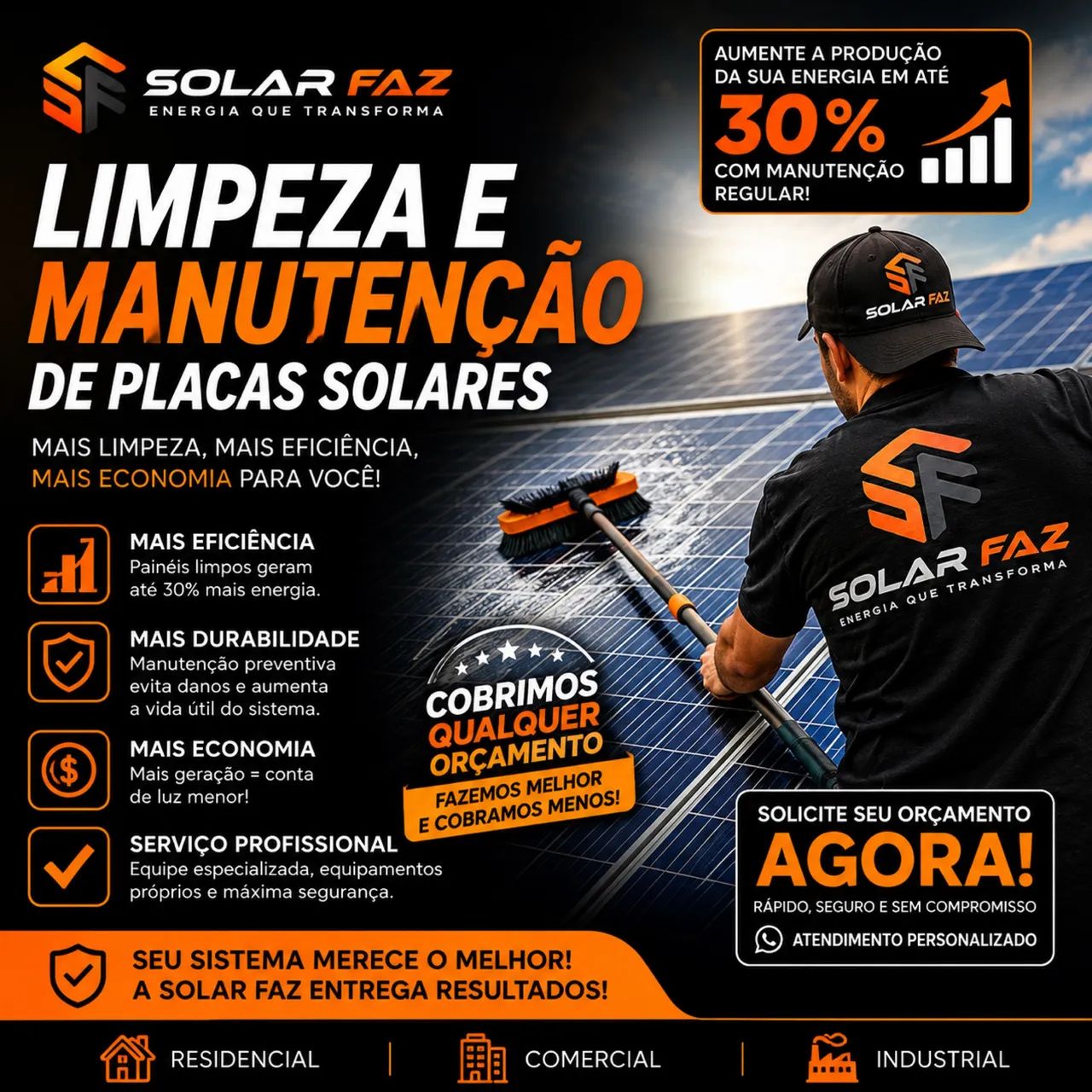 Limpeza e manutenção de placas solares!