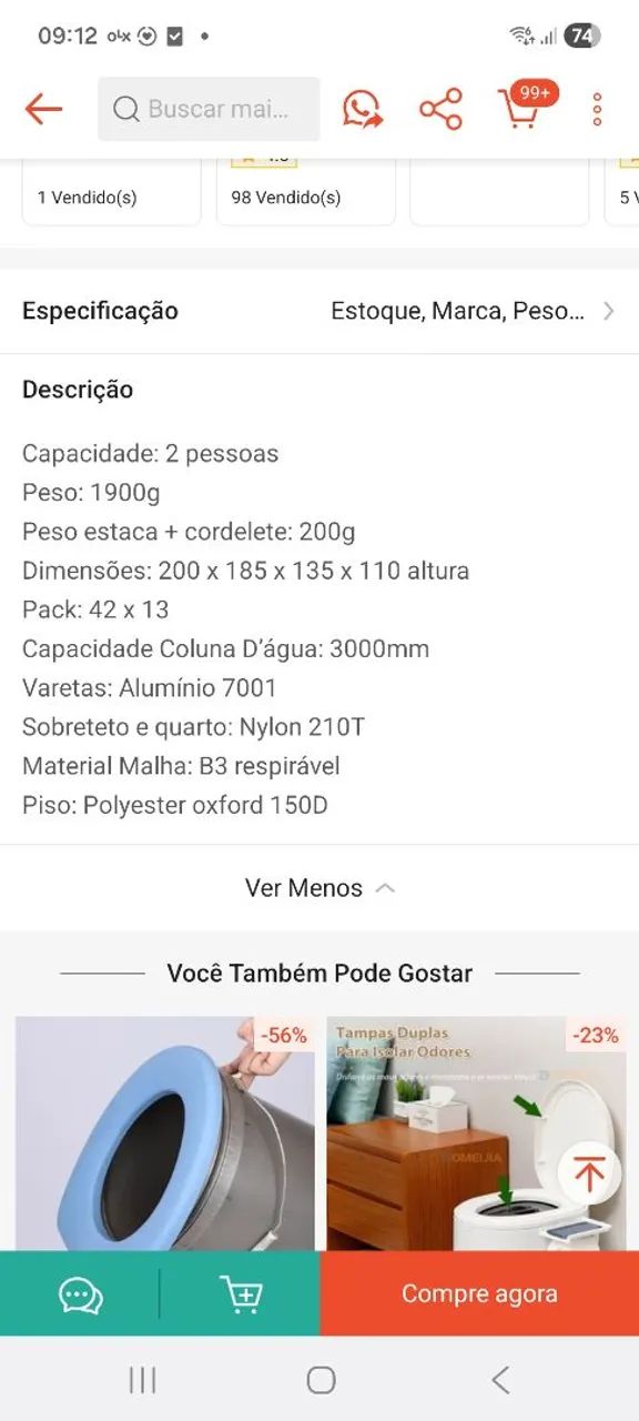 Barraca trekking camping leve - Foto 3