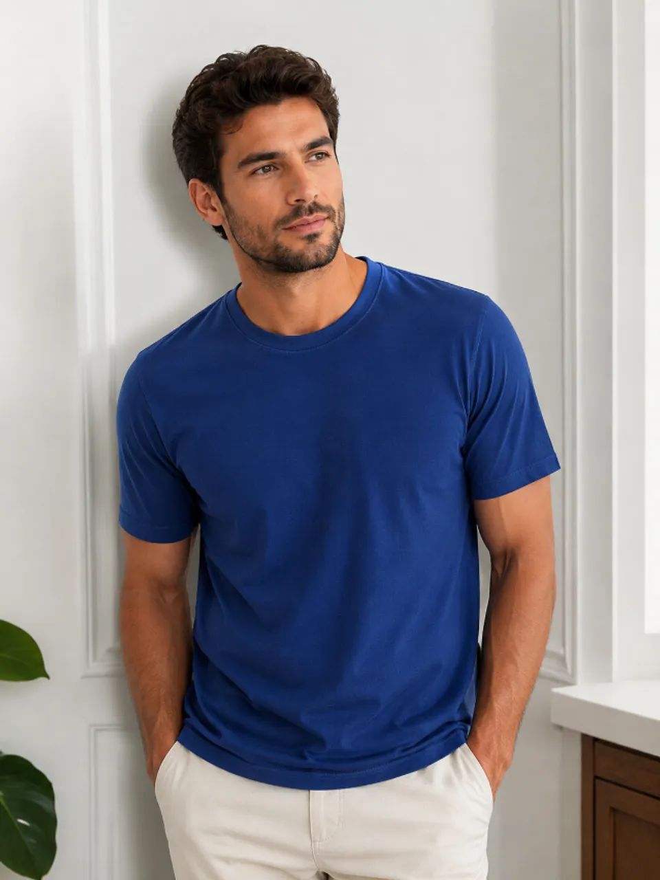 CAMISA BASICA AZUL 100% ALGODÃO LUCKY STAR