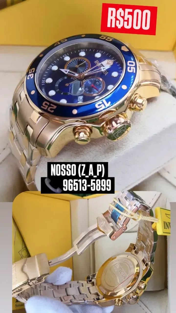 Relógio INVICTA PRO DIVER DOURADO MOSTRADOR AZUL - Foto 3