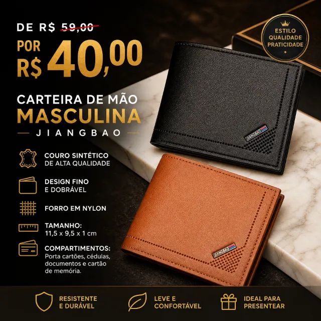 Carteira de Mão Jiangbao em Couro - Foto 2
