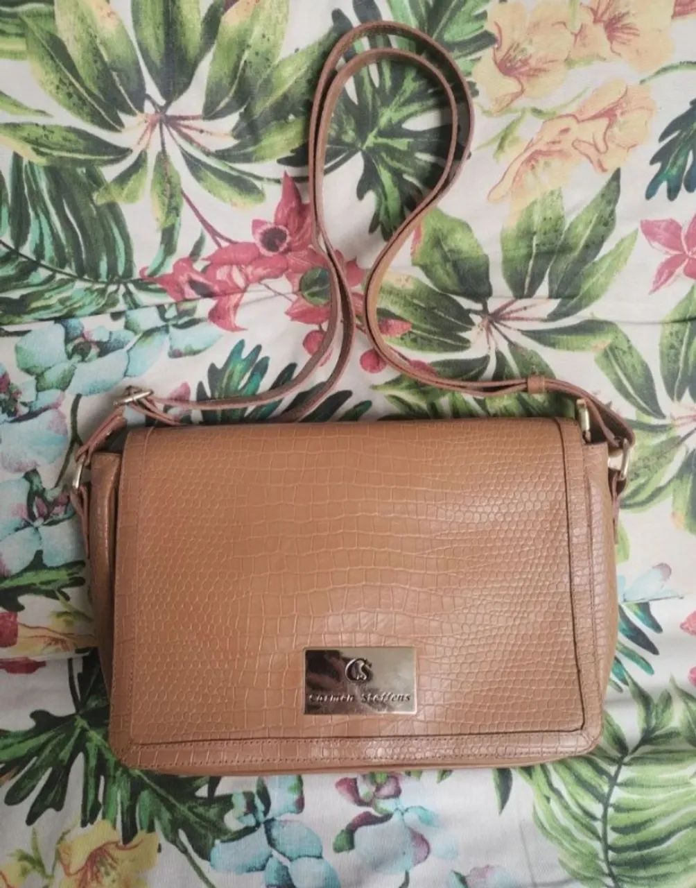 Bolsa Carmen Steffens Croco marrom  - Foto 2