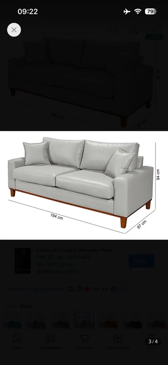 Sofá 3 lugares de material sintético - Foto 5