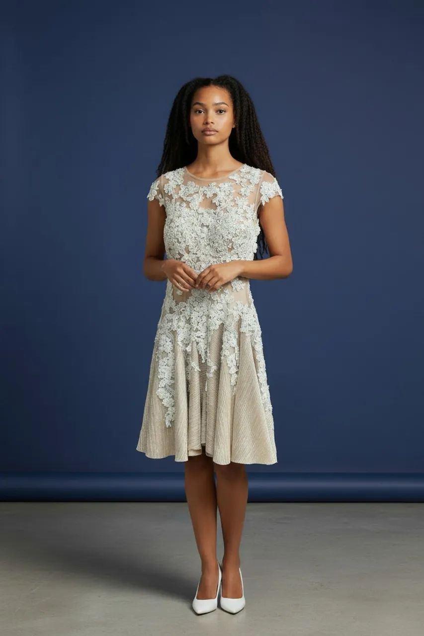 Vestido Curto Dourado Estampado