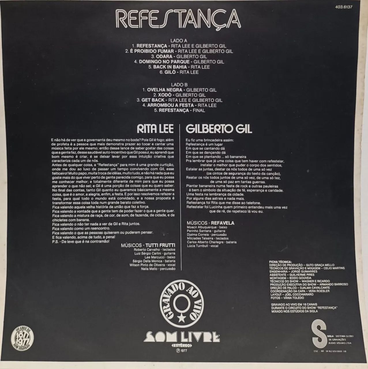 Gilberto Gil e Rita lee refestança lp - Foto 5