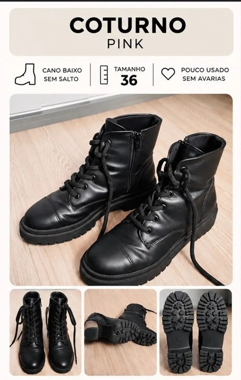 Coturno Pink Preto 36