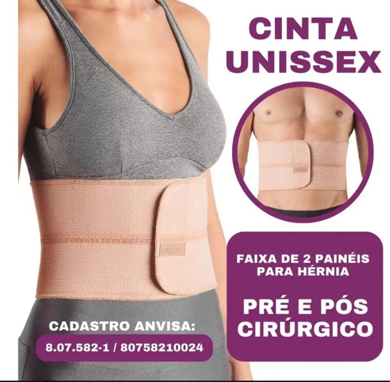 Cinta abdominal (2) para hérnia umbilical pre e pós operatório G/GG - Foto 2