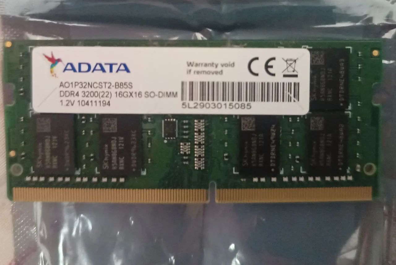 Memória RAM 16GB DDR4 3200 ADATA notebook USADA