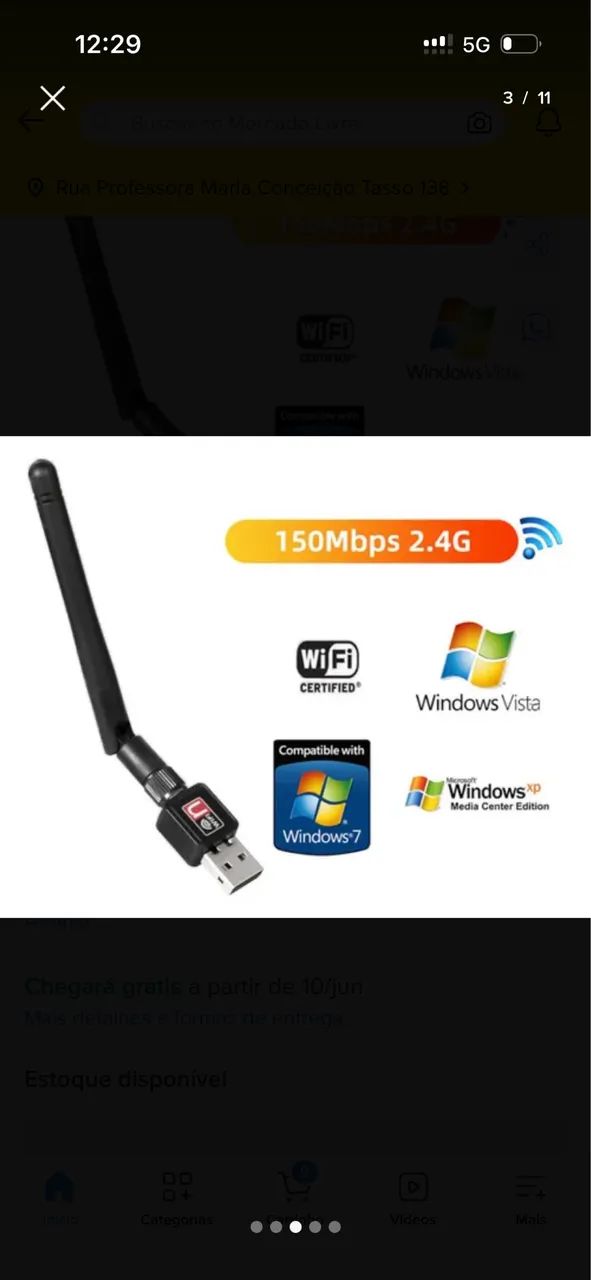 Adaptador WiFi USB 2.0 1200Mbps Antena Externa 802 