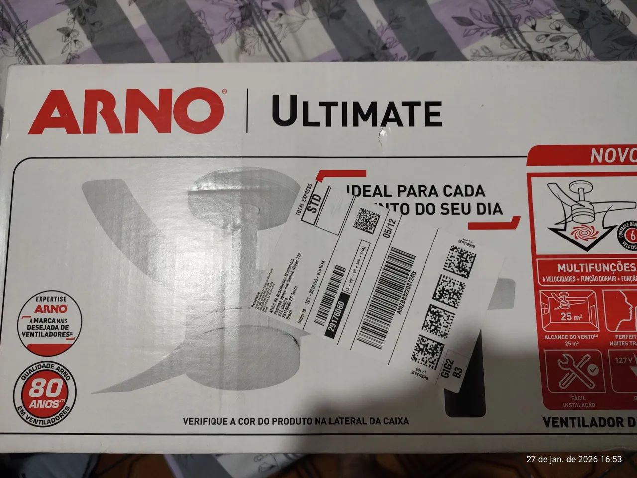 Ventilador de Teto Arno Ultimate Bivolt Preto VX14, 150W, Controle Remoto, 6 Velocidades - Foto 6