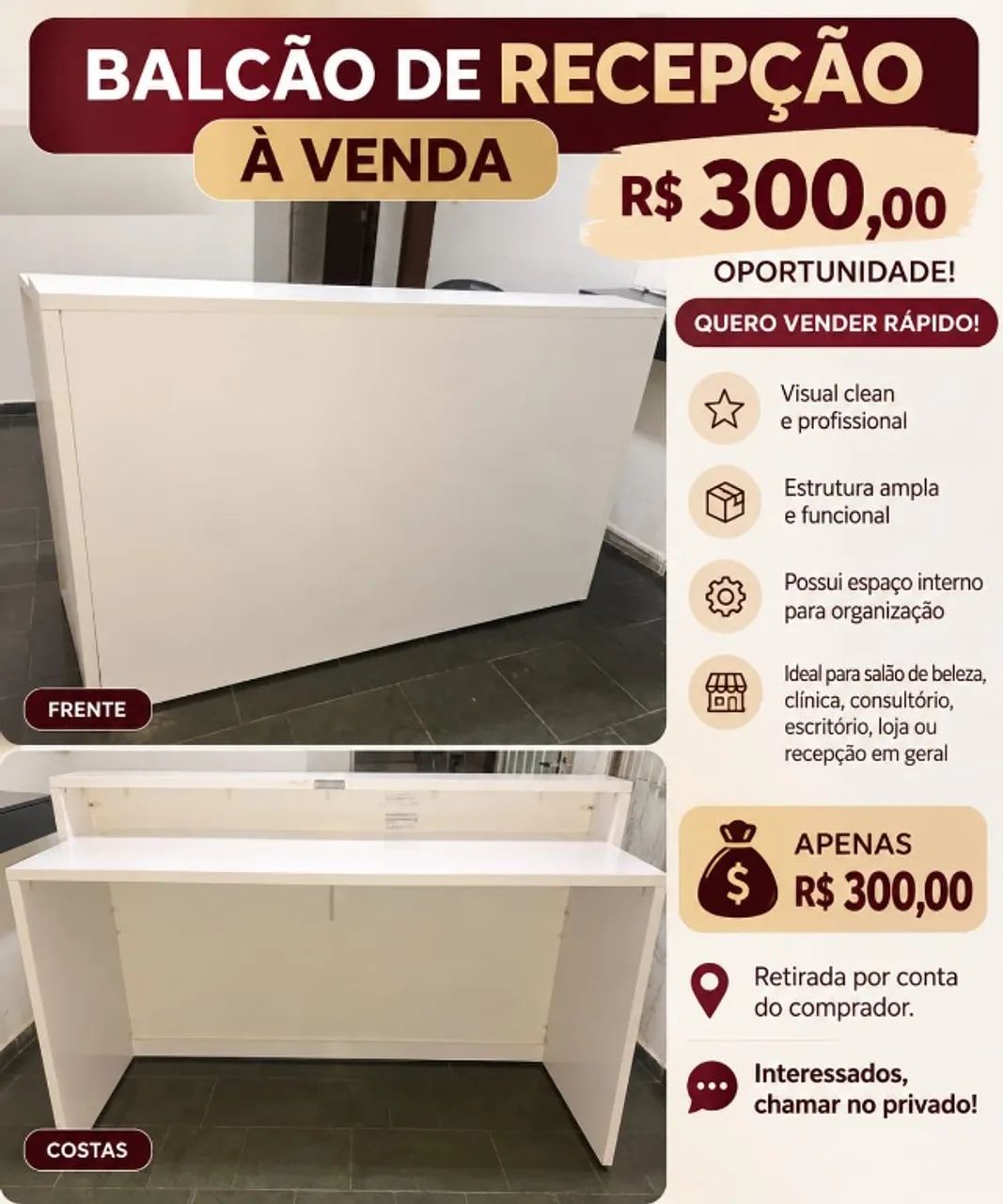 VENTILADOR DE TETO E BALCÃO DE RECEPÇÃO 