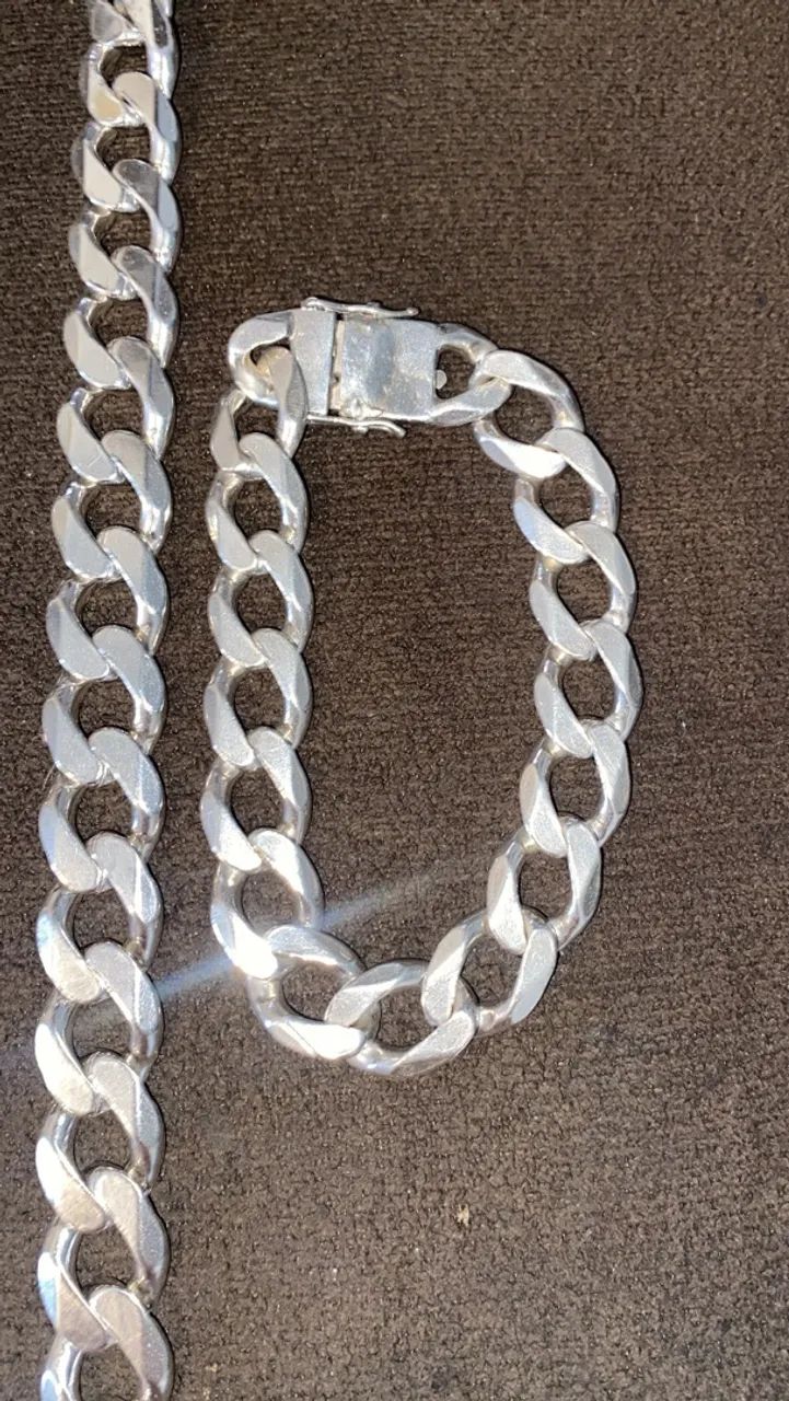 CORDÃO E PULSEIRA DE PRATA MACIÇA 925 - Foto 2