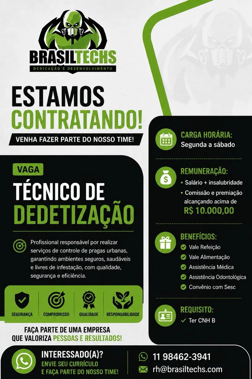 Oportunidade de Emprego - Ipiranga/SP