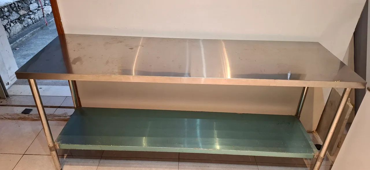 Bancada em inox com duas prateleiras - Foto 4
