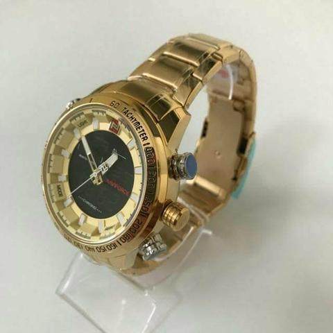 Relógio naviforce luxo inox original novo dourado - Foto 6