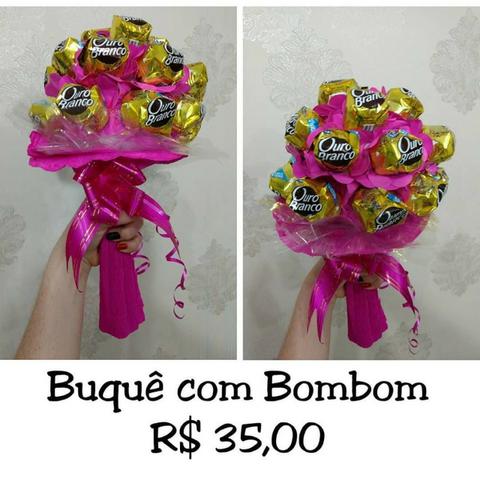 Buquê com bombom ouro branco ou sonho de valsa (Aproximadamente 23 bombons)