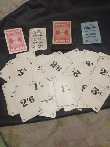 Jogo de cartas Sum-it Jogo de moeda pré-decimal vintage  - Foto 2