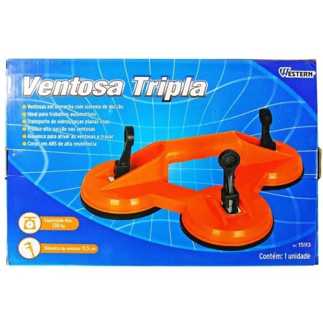 Ventosa Tripla Capacidade 130kg Diam 11,5cm Western 1593