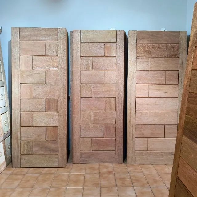 Porta Tijolão Madeira Maciça Cedro / Angelim Externa Entrada Social  - Foto 5