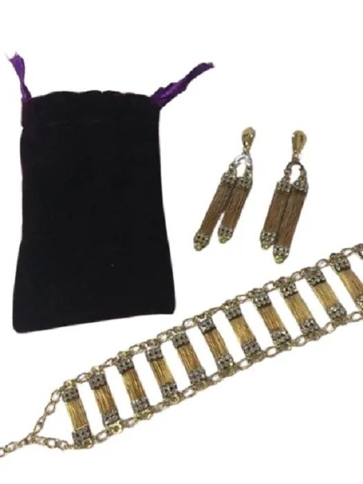 Pulseira Kit Com Brinco Palha Com Pedras Lindo ! - Foto 6