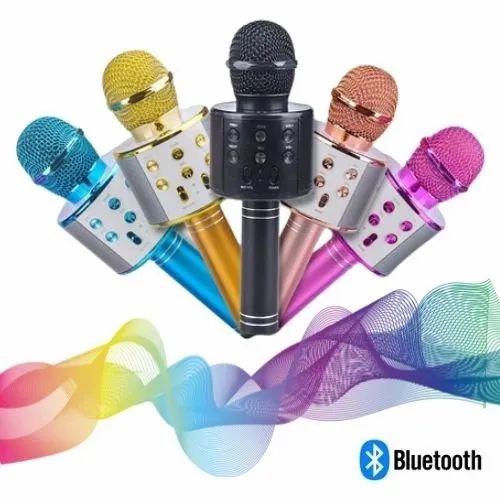 Lacrado Microfone Infantil Bluetooth Portátil Karaokê Recarregável USB/SD/P2 - Foto 3