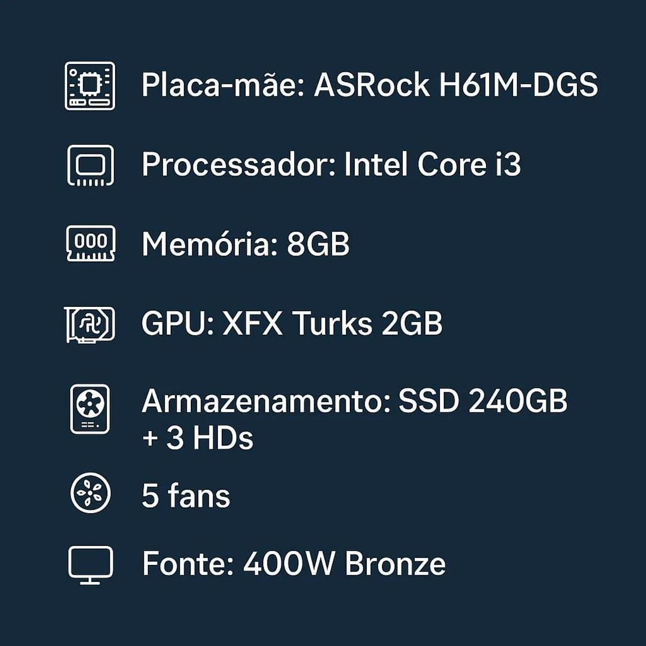 PC Completo, com RX 550 4GB e monitor AOC - Foto 2