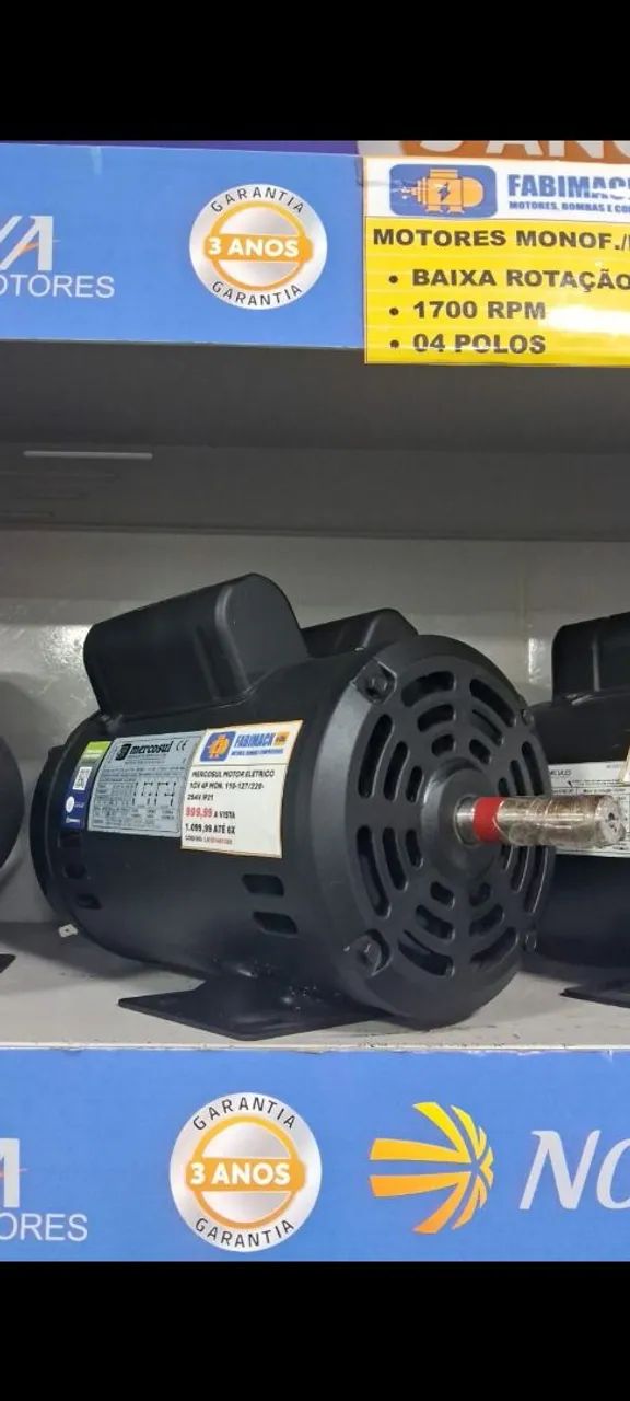 MOTOR ELÉTRICO 1CV MON 127/220V 1700RPM IP21 MERCOSUL - Foto 2
