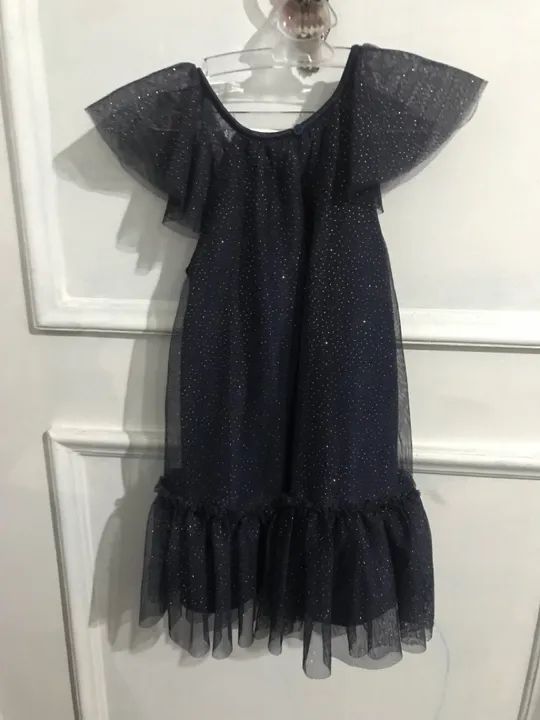 PROMOÇÃO-Vestido de Festa Infantil de Tule Marinho c Brilho/Gliter - Foto 2