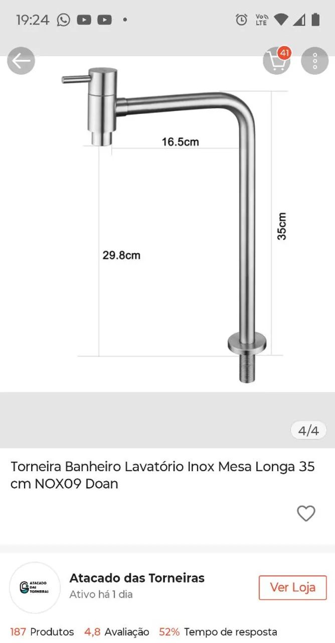 NOX09 Stainless Steel Long Countertop Bathroom Faucet, 35 cm