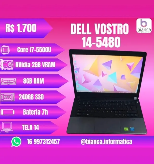 Not Dell, Core i7, 8GB, 240GB, Nvidia 2GB e Bat.7h.