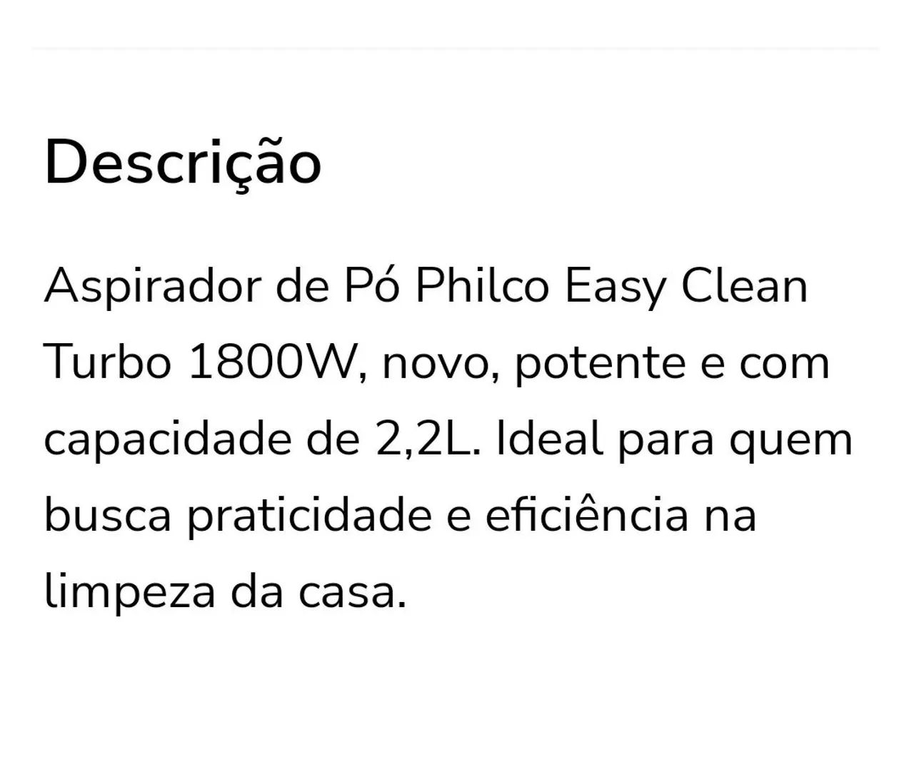 Aspirador de Pó Philco Easy Clean Turbo 1800W - Foto 2