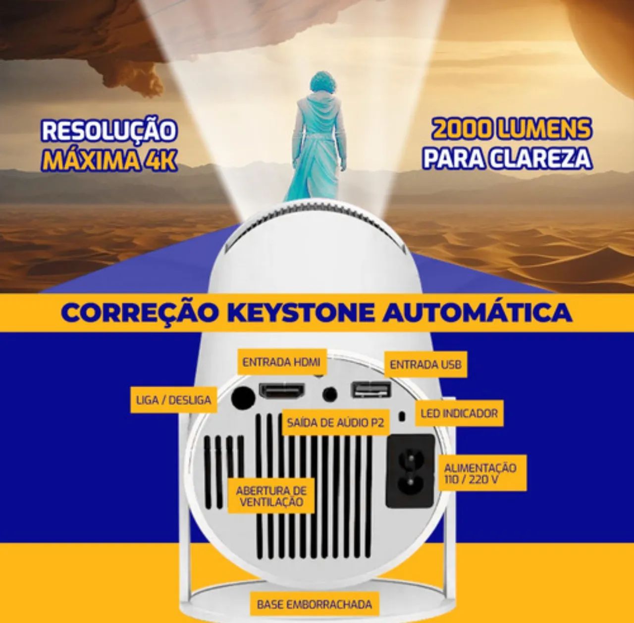 Mini Projetor Portátil Smart HY300 - Branco (110/220V) - Foto 5