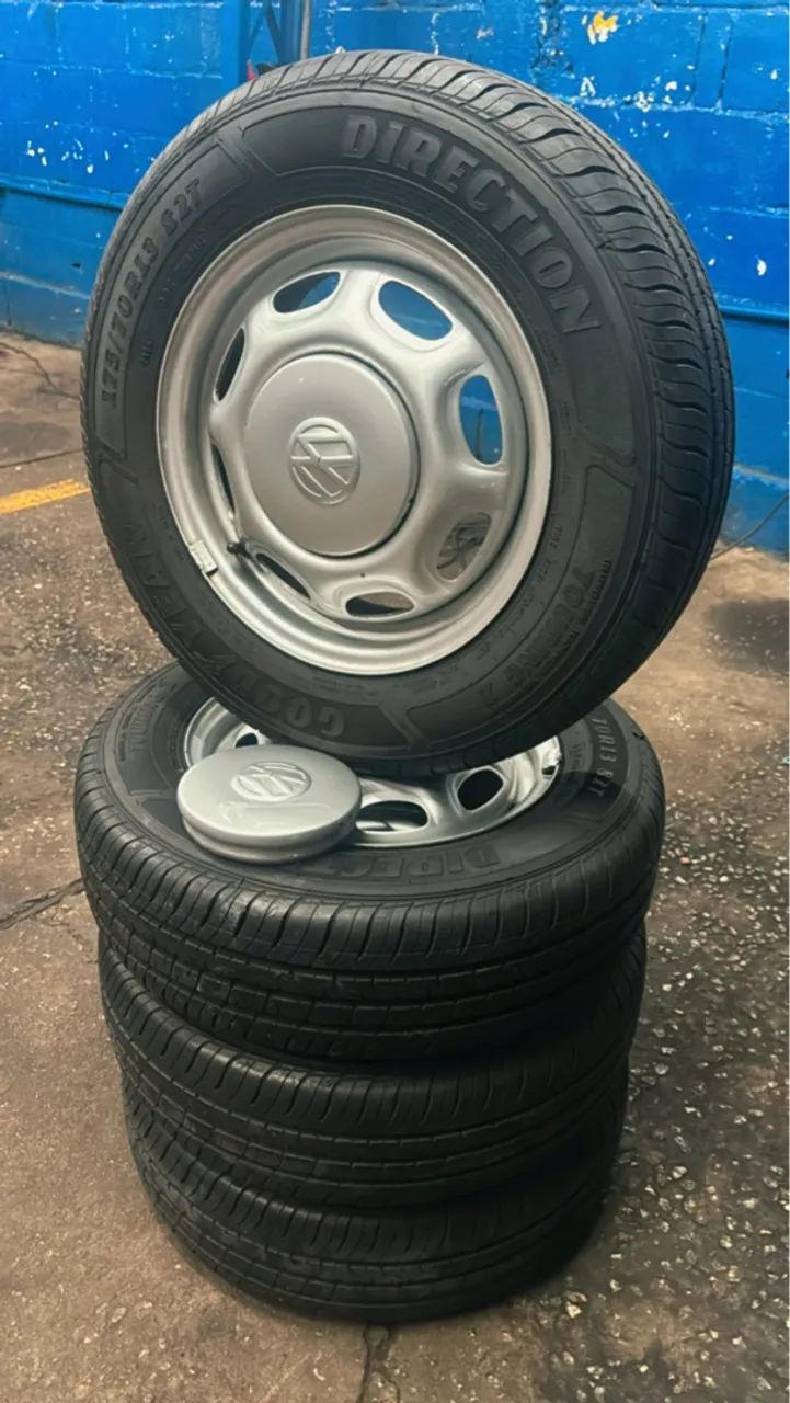 RODAS ARO 13 GOL CL PNEUS GOODYEAR NOVOS(175/70/13) - Foto 2