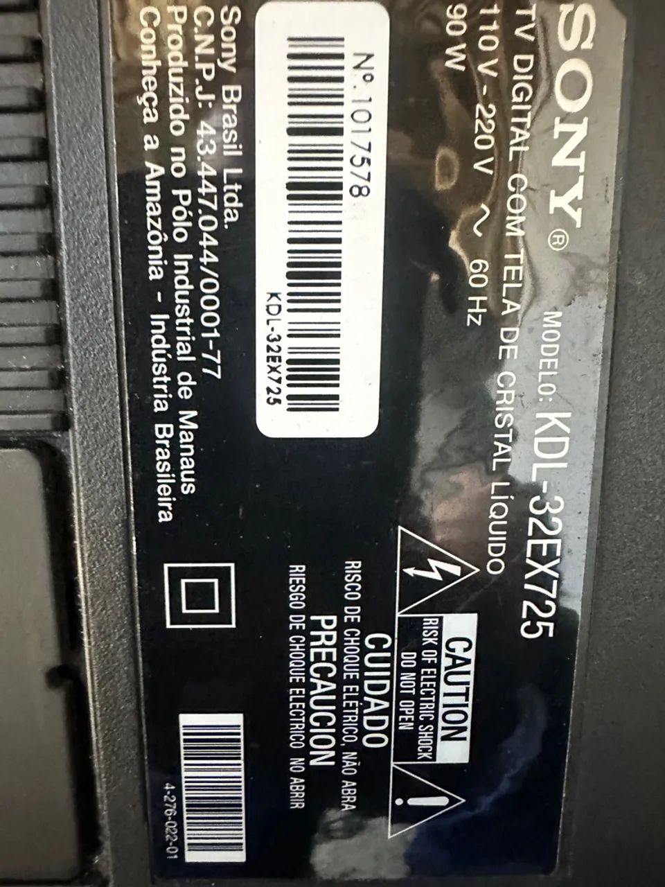 Tv Sony KDL-32EX725 tela quebrada sem base sem controle 