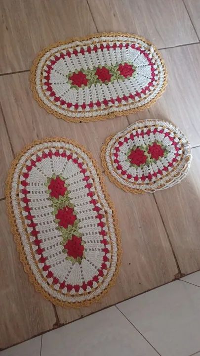 Tapete Crochê Oval para Banheiro