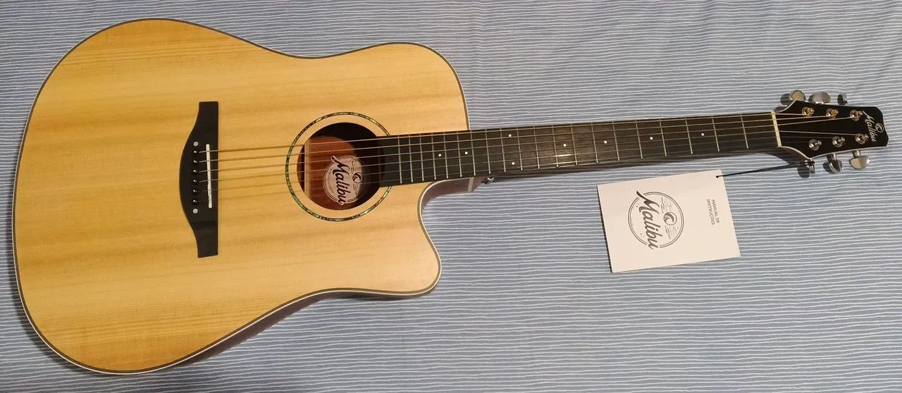 Violão Eletro-Acústico Folk Com Efeitos E Tampo Sólido Malibu Fuji Plus, Novo, Regulado