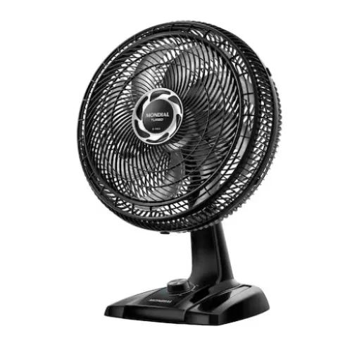 Ventilador de Mesa 40cm Mondial Turbo com 8 Pás, 3 Velocidades - Preto e Prata - 110V