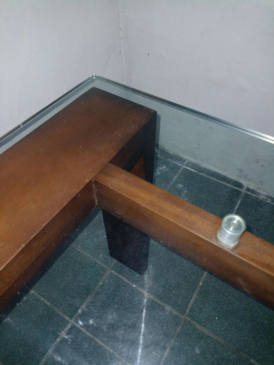 Mesa de Jantar de Vidro com Tampo de Madeira - Foto 5