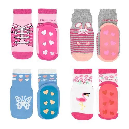 Kit com 4 Meias antiderrapantes para bebês Pimpolho