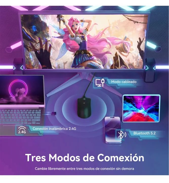 Mouse Attack Shark X11 Paw3311 Gaming Base Charging Rgb Black - Foto 6