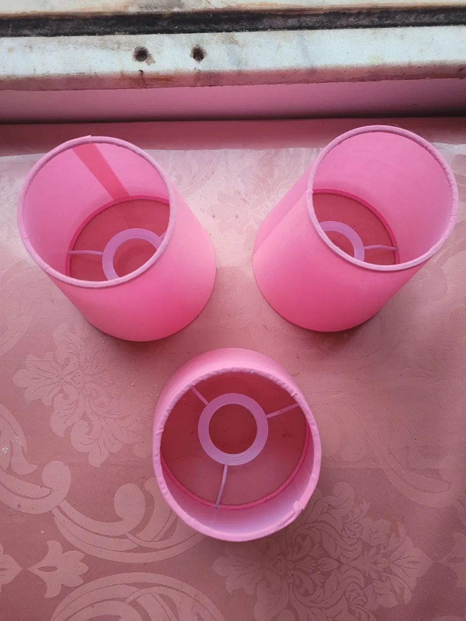 Trio de cúpulas rosa p/ lustres ou abajures - Foto 2