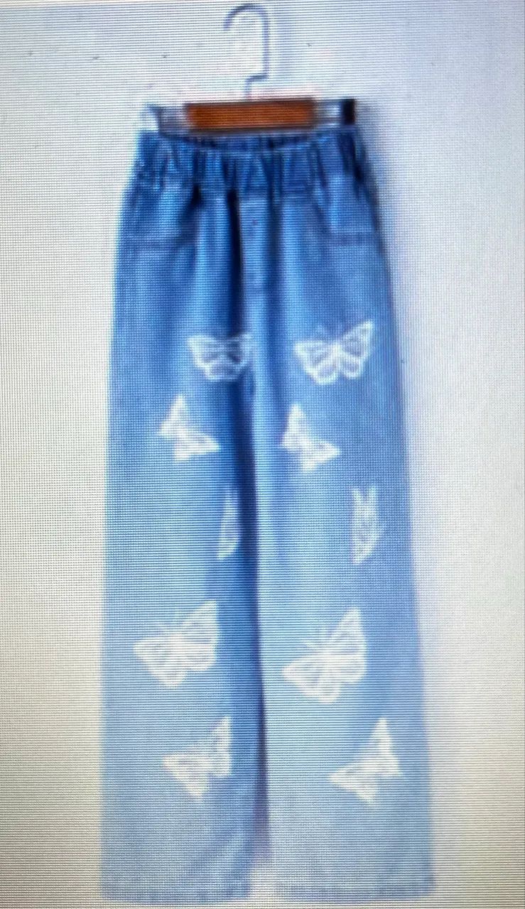 Calça Jeans feminina com estampa de borboleta TAM 10-12, infantil (SHEIN) - Foto 5