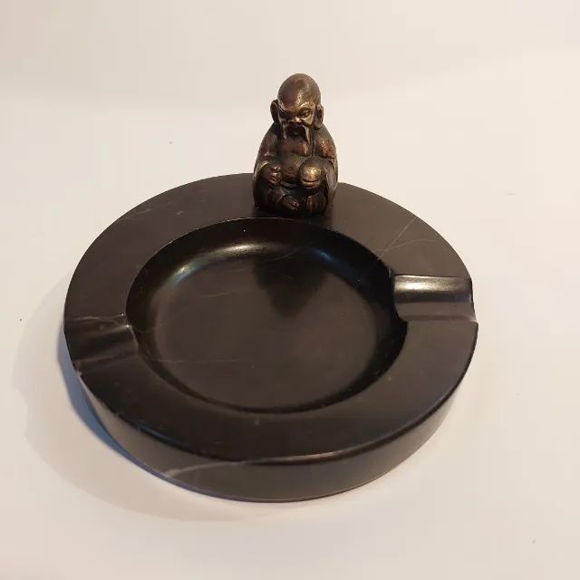 CINZEIRO em MARMORE e BRONZE, ANTIGO.