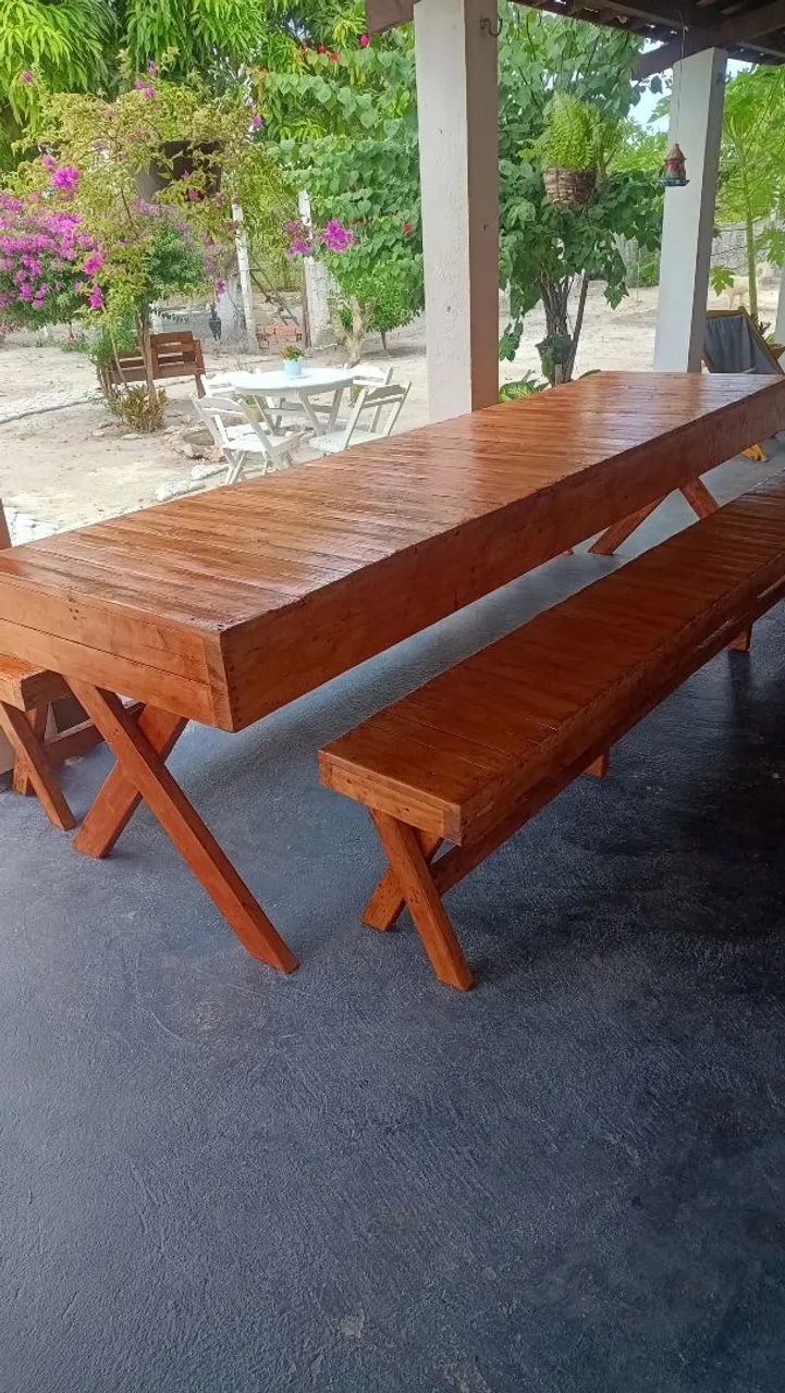 Mesa de Jantar de Madeira com Banco65171911797249121